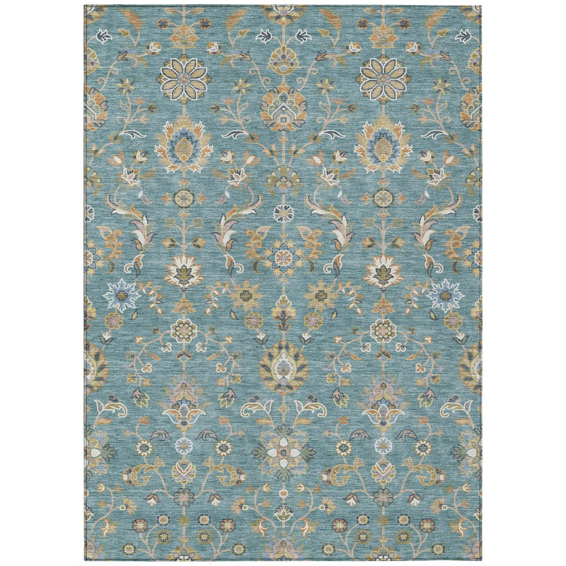 8' X 10' Teal Blue And Taupe Abstract Washable Indoor Outdoor Area Rug Homeroots Outdoor