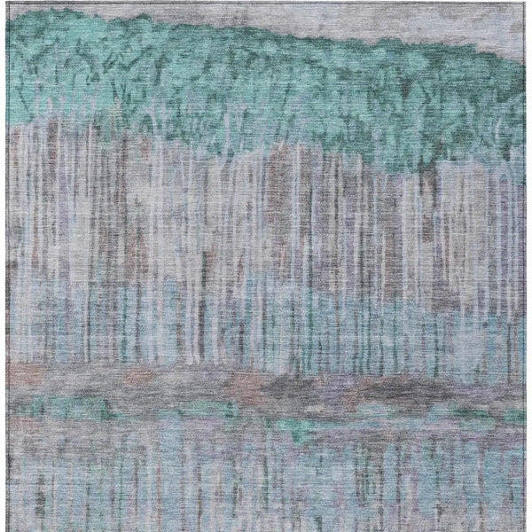 8' X 10' Teal Blue And Taupe Abstract Washable Indoor Outdoor Area Rug Homeroots Outdoor