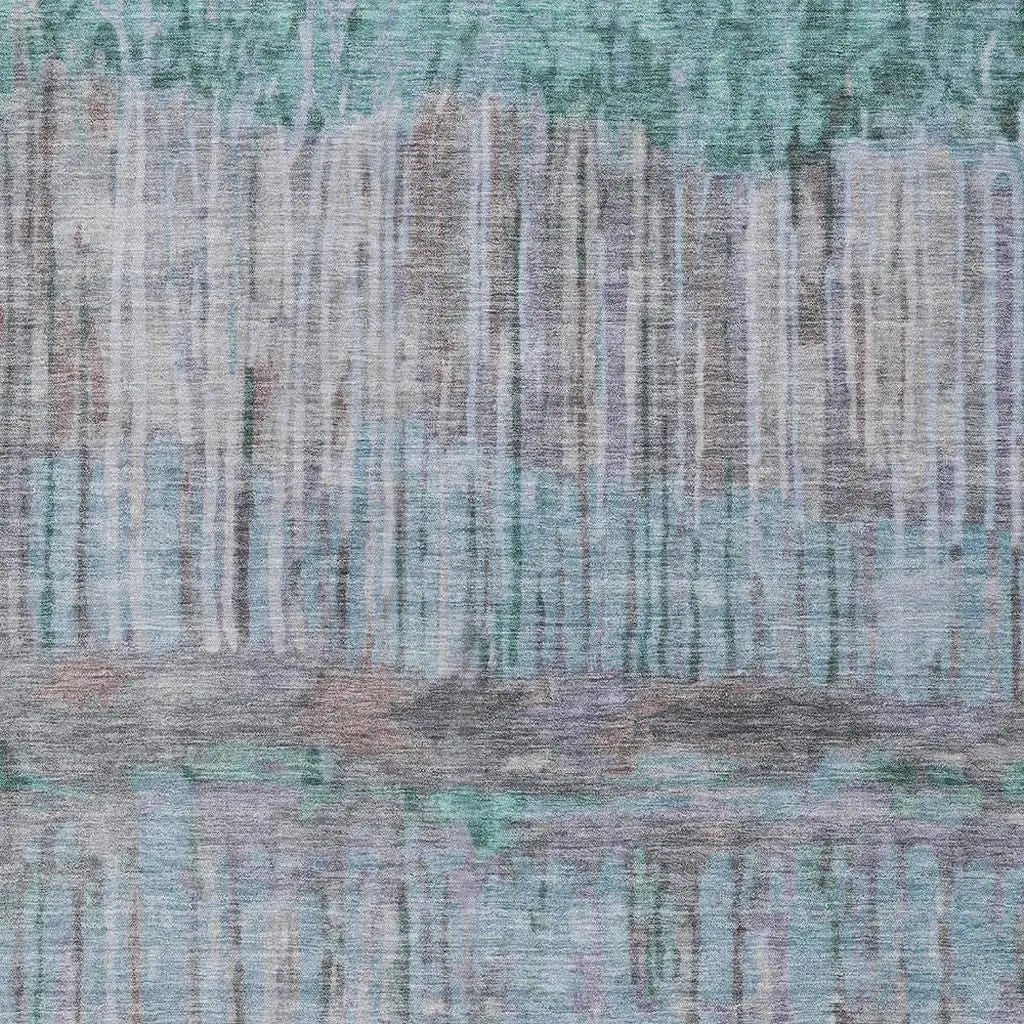 8' X 10' Teal Blue And Taupe Abstract Washable Indoor Outdoor Area Rug Homeroots Outdoor