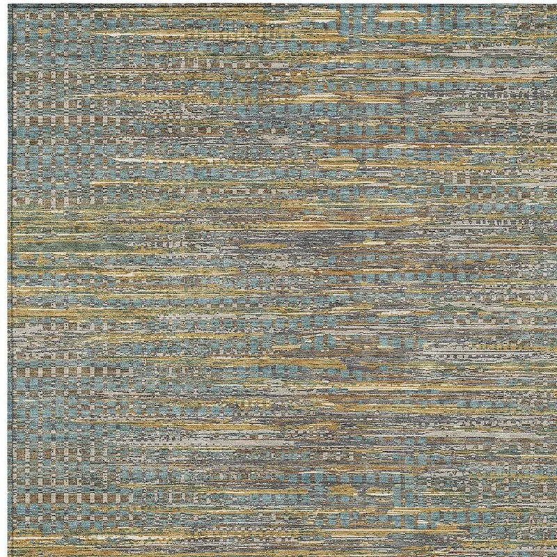8' X 10' Teal Blue And Taupe Abstract Washable Indoor Outdoor Area Rug Homeroots Outdoor
