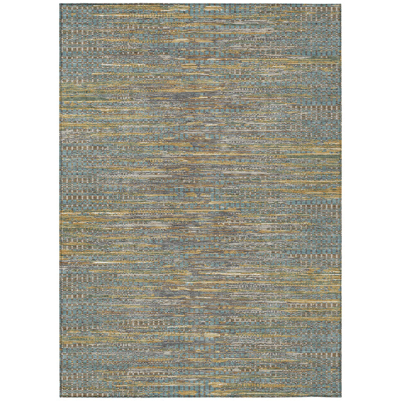 8' X 10' Teal Blue And Taupe Abstract Washable Indoor Outdoor Area Rug Homeroots Outdoor