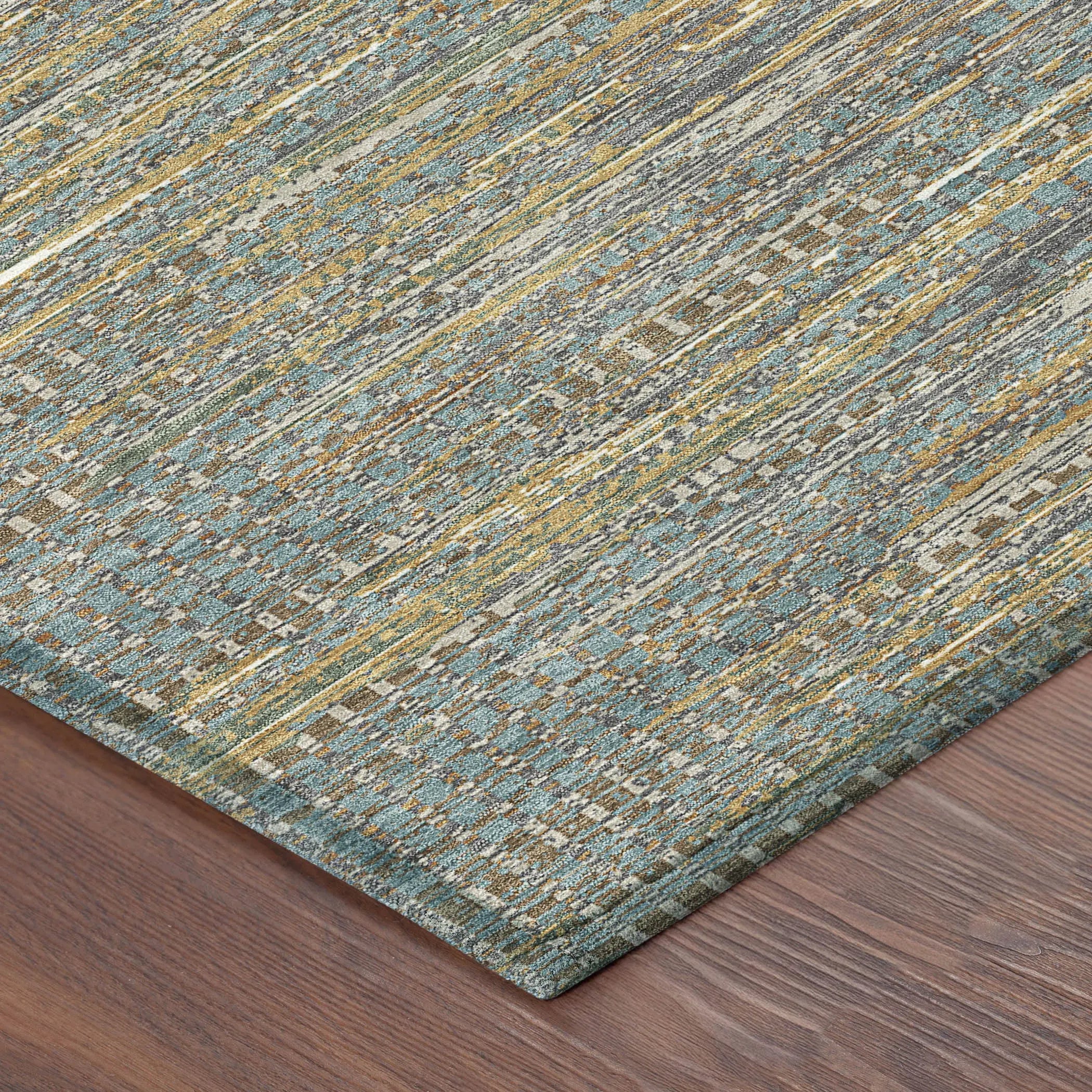 8' X 10' Teal Blue And Taupe Abstract Washable Indoor Outdoor Area Rug Homeroots Outdoor