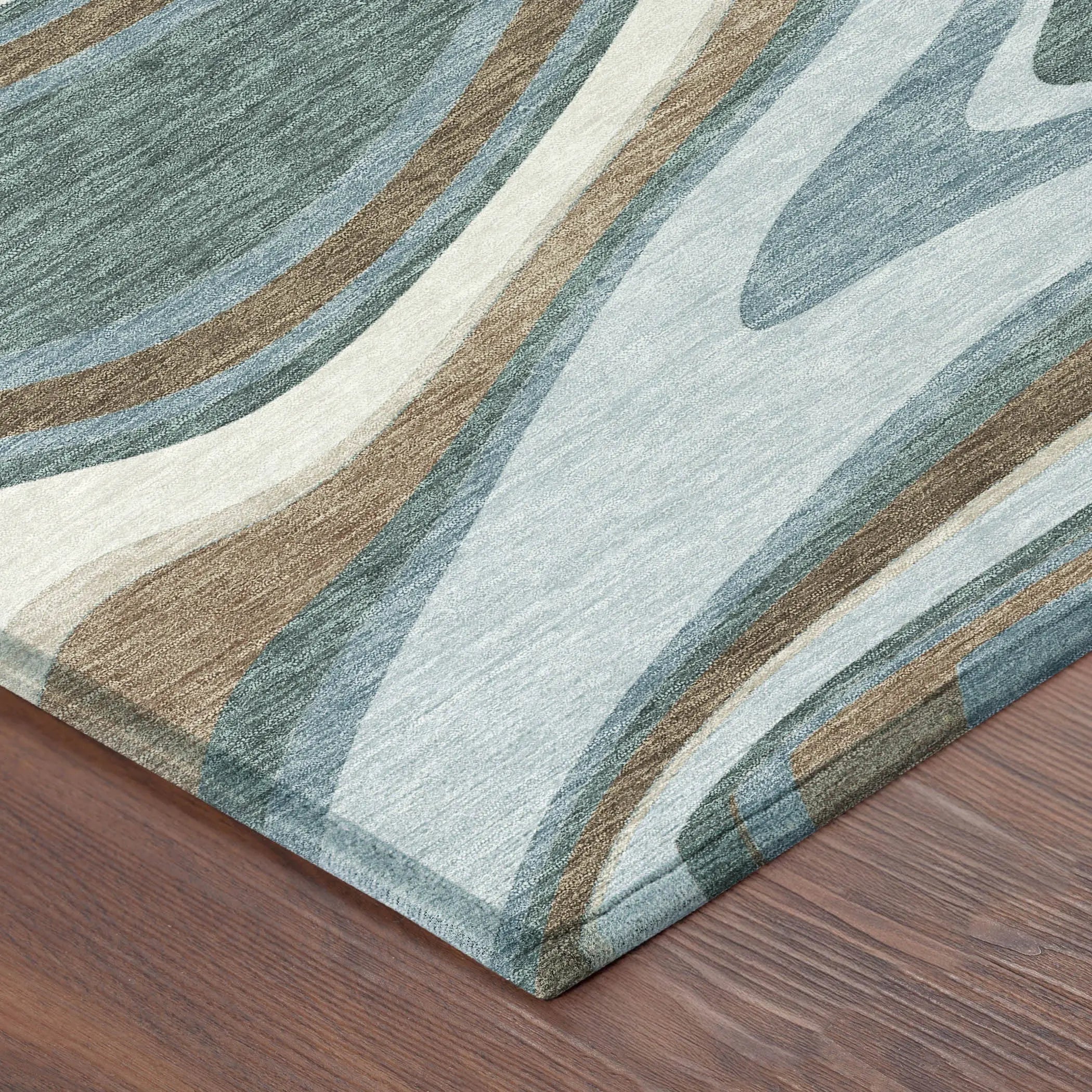 8' X 10' Teal Blue And Turquoise Abstract Washable Indoor Outdoor Area Rug Homeroots Outdoor