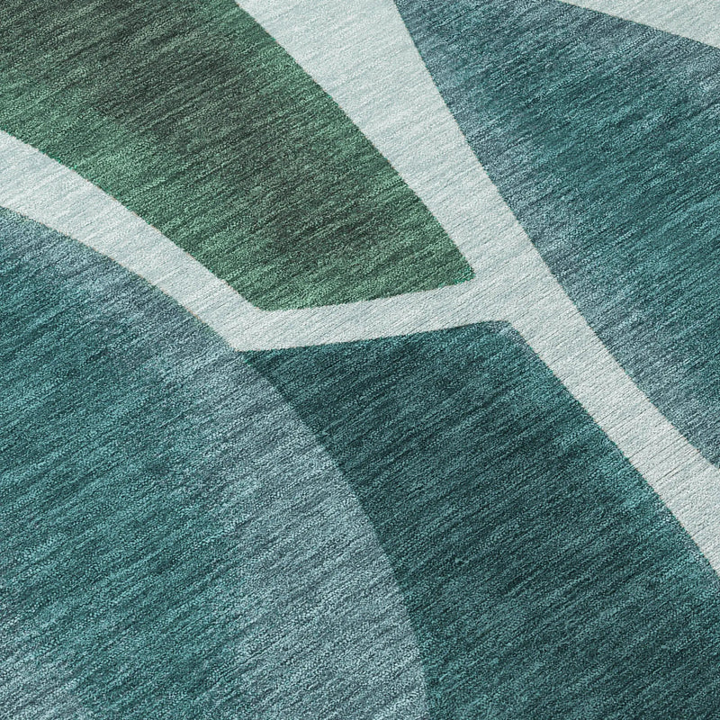8' X 10' Teal Blue And Turquoise Abstract Washable Indoor Outdoor Area Rug Homeroots Outdoor