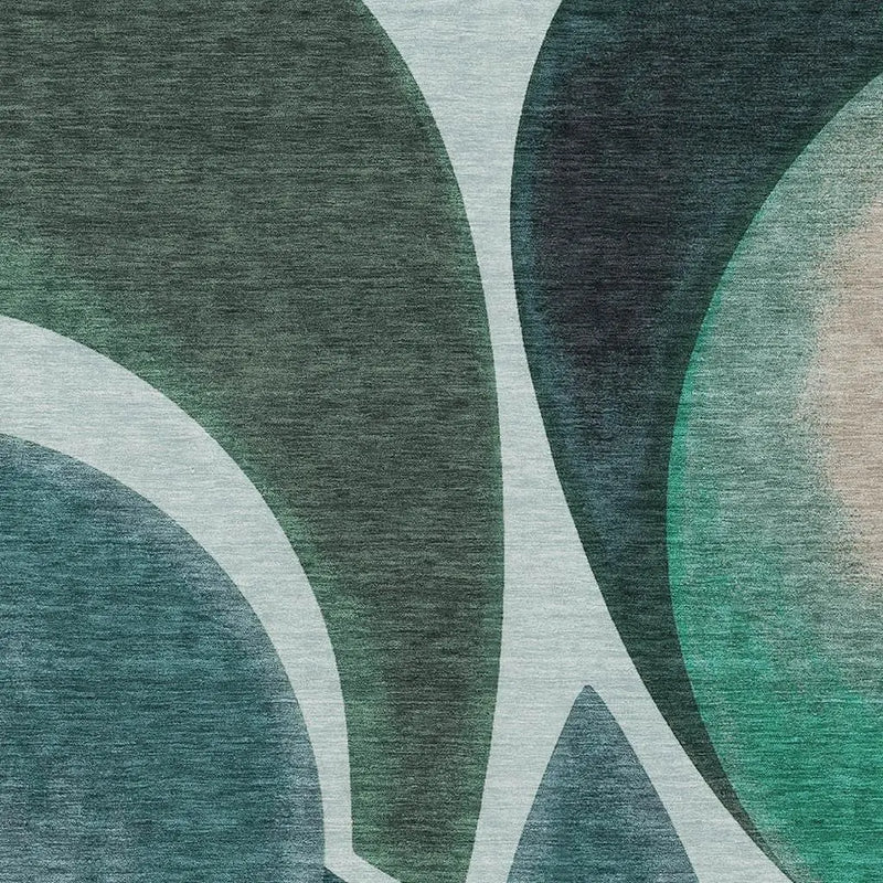 8' X 10' Teal Blue And Turquoise Abstract Washable Indoor Outdoor Area Rug Homeroots Outdoor