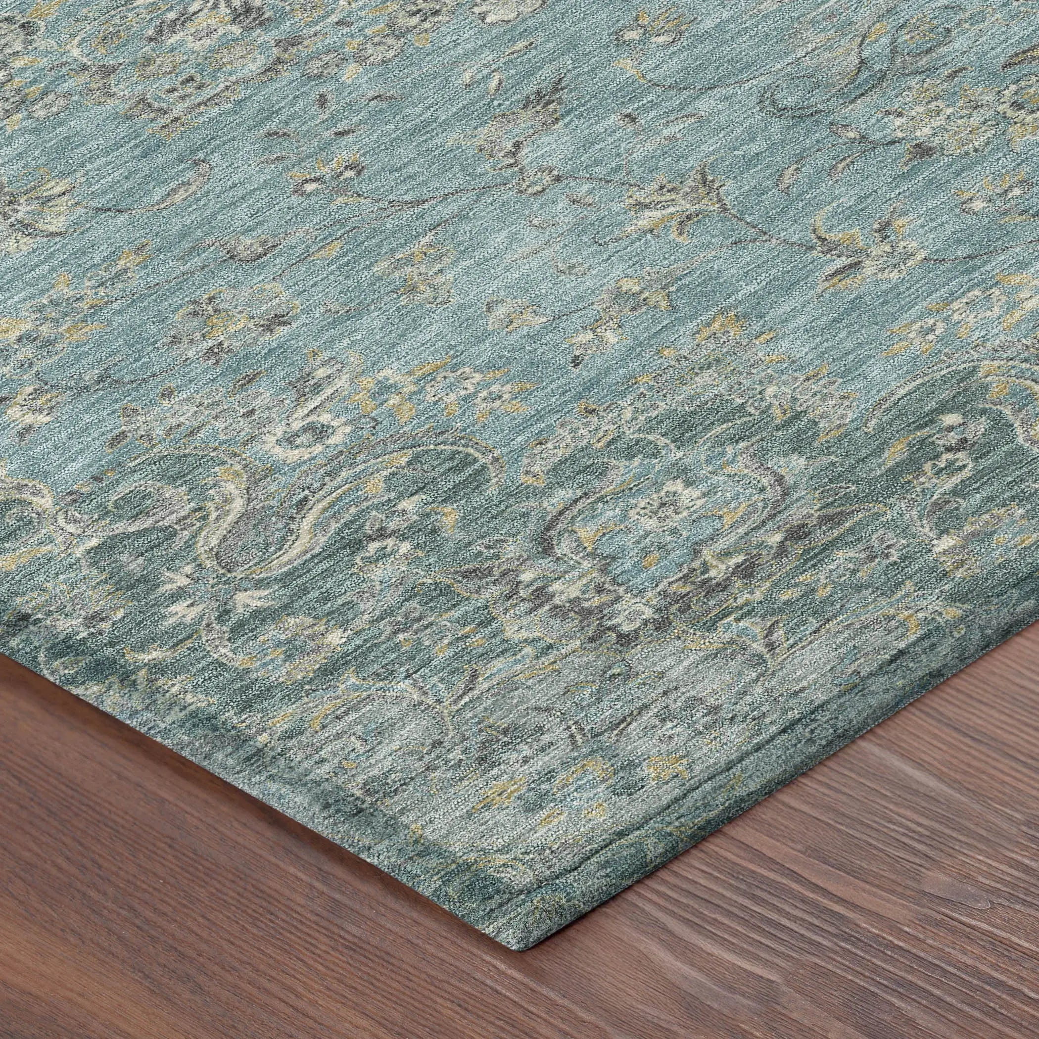8' X 10' Teal Blue And Turquoise Floral Medallion Washable Indoor Outdoor Area Rug Homeroots Outdoor