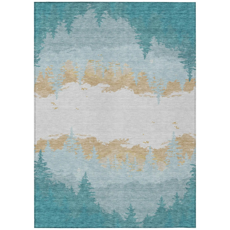 8' X 10' Teal Blue And Turquoise Floral Washable Indoor Outdoor Area Rug Homeroots Outdoor