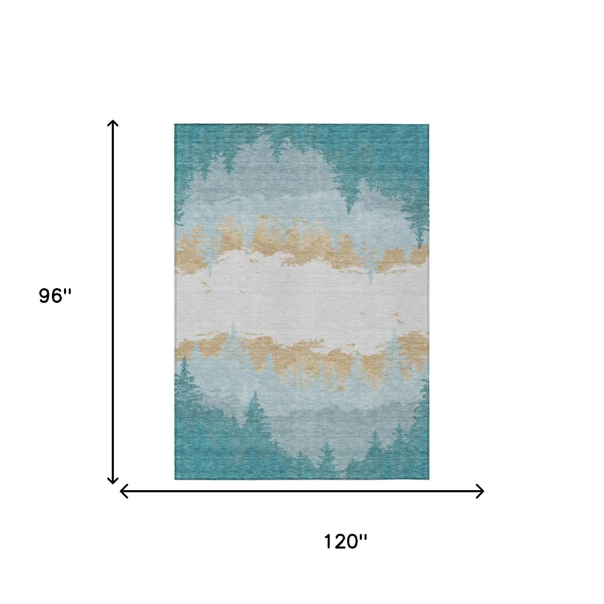 8' X 10' Teal Blue And Turquoise Floral Washable Indoor Outdoor Area Rug Homeroots Outdoor