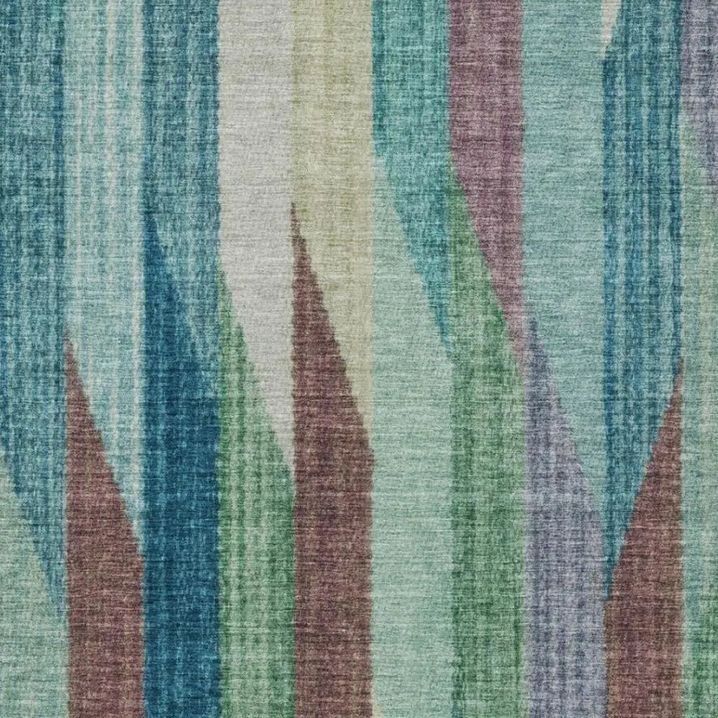 8' X 10' Teal Blue And Turquoise Striped Washable Indoor Outdoor Area Rug Homeroots Outdoor