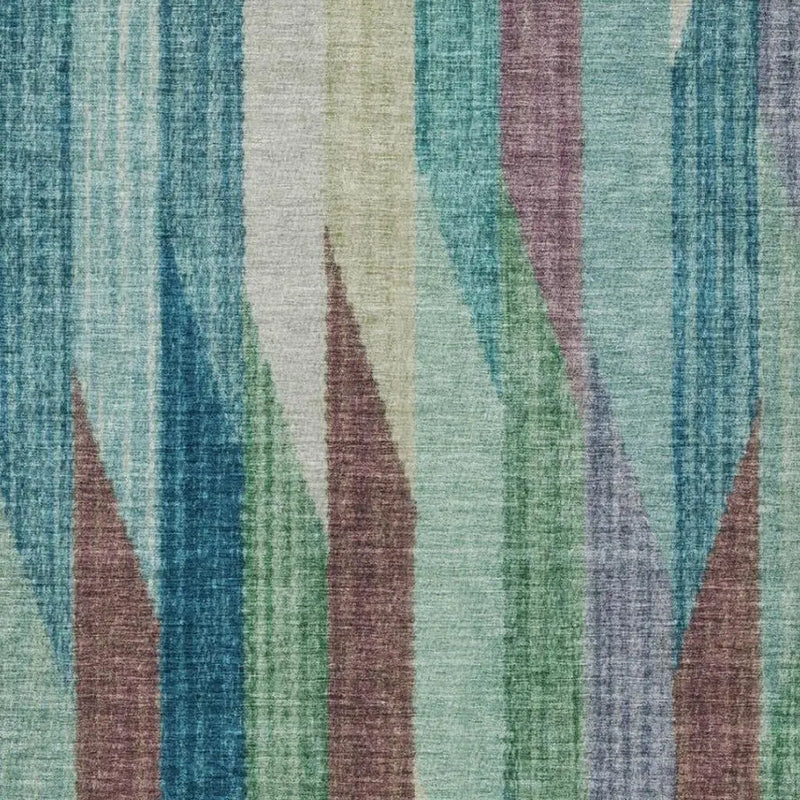 8' X 10' Teal Blue And Turquoise Striped Washable Indoor Outdoor Area Rug Homeroots Outdoor