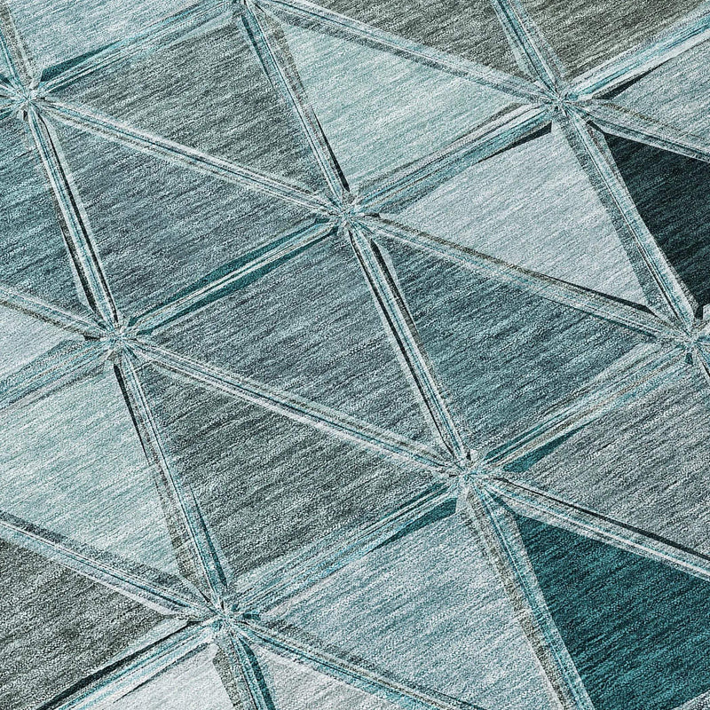 8' X 10' Teal Blue Aqua And Gray Geometric Washable Indoor Outdoor Area Rug Homeroots Outdoor