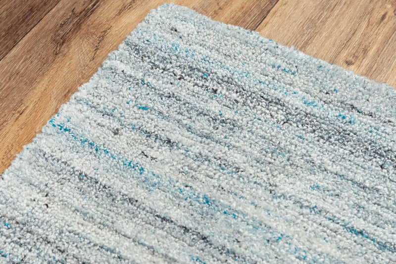 8' X 10' Teal Dark Gray And Ivory Striped Hand Tufted Area Rug Homeroots Home Decor