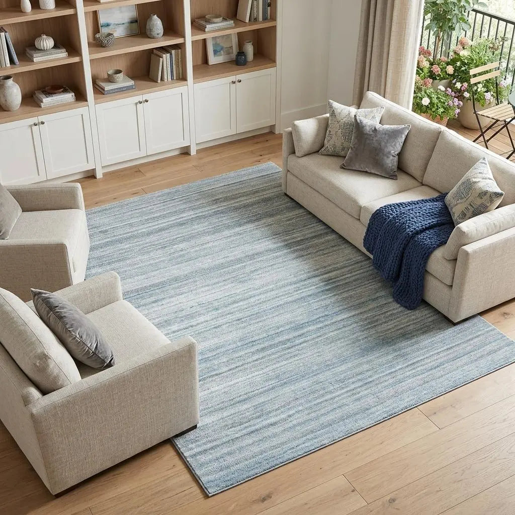 8' X 10' Teal Dark Gray And Ivory Striped Hand Tufted Area Rug Homeroots Home Decor