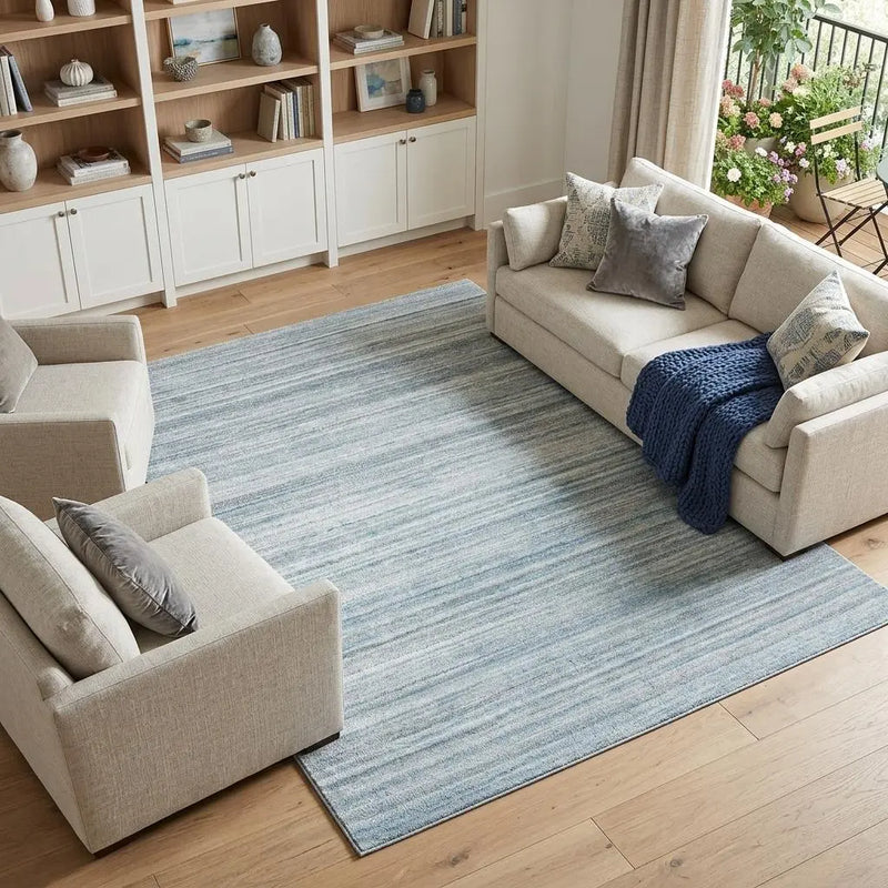 8' X 10' Teal Dark Gray And Ivory Striped Hand Tufted Area Rug Homeroots Home Decor