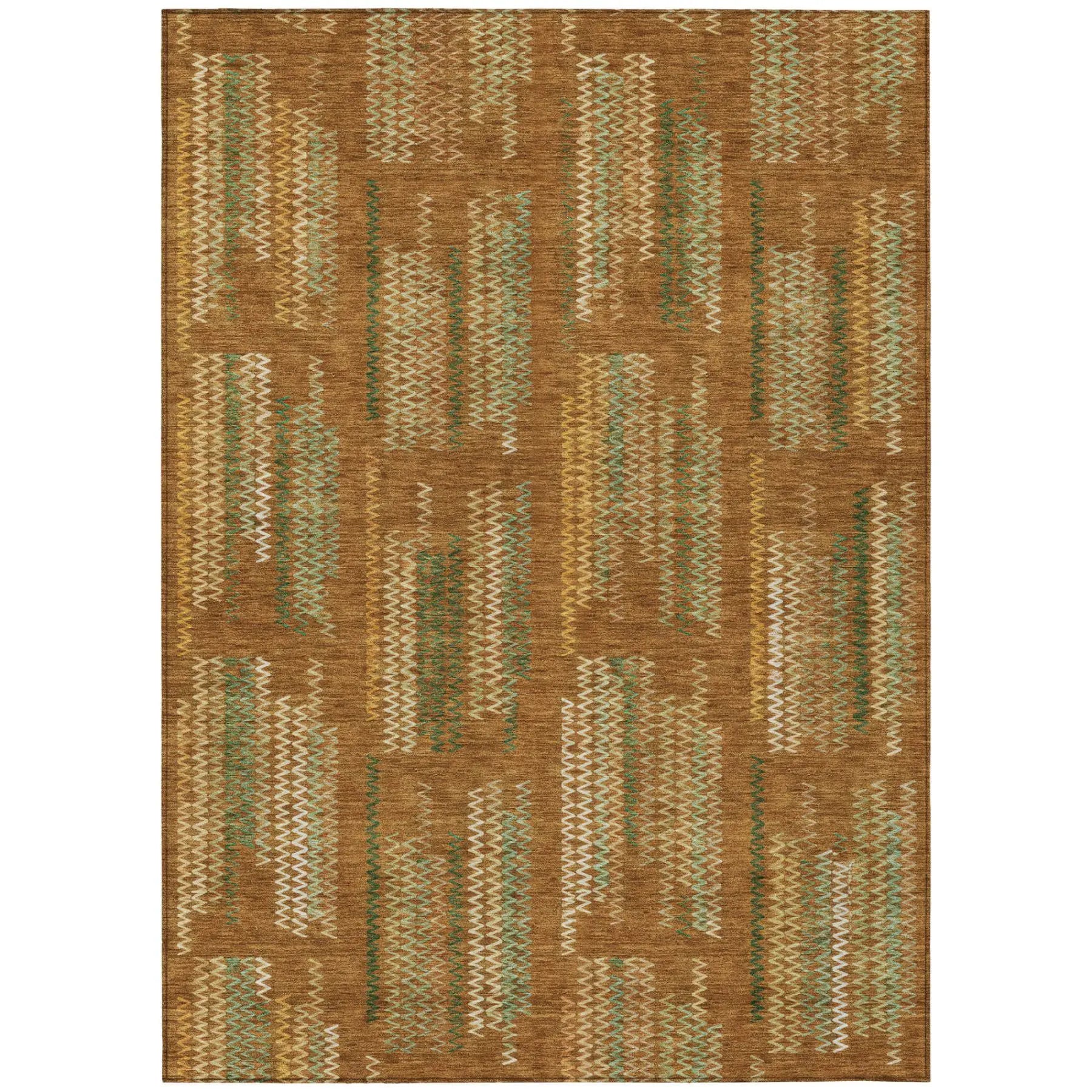 8' X 10' Terra Cotta And Brown Abstract Washable Indoor Outdoor Area Rug Homeroots Outdoor