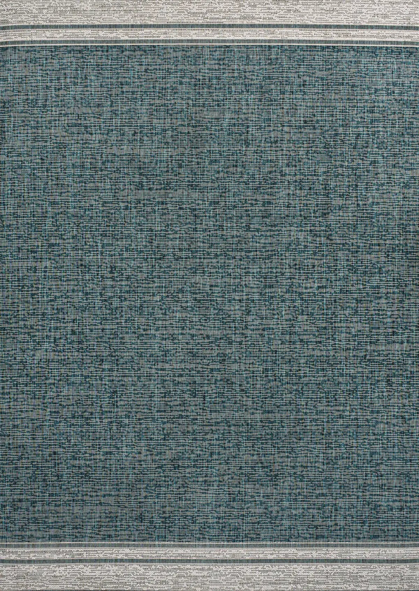 8' X 10' Turquoise And Cream Indoor Outdoor Area Rug - GreatEagleInc