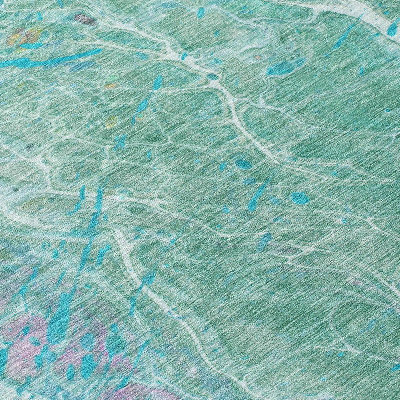 8' X 10' Turquoise And Teal Blue Abstract Washable Indoor Outdoor Area Rug Homeroots Outdoor