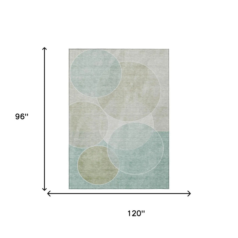 8' X 10' Turquoise And Teal Blue Geometric Washable Indoor Outdoor Area Rug Homeroots Outdoor