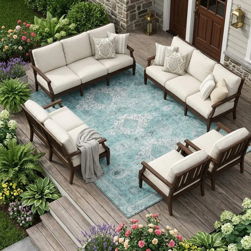 8' X 10' Turquoise And Teal Blue Oriental Washable Indoor Outdoor Area Rug Homeroots Outdoor