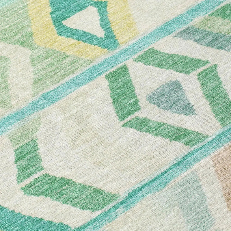 8' X 10' Turquoise And Teal Blue Tribal Washable Indoor Outdoor Area Rug Homeroots Outdoor