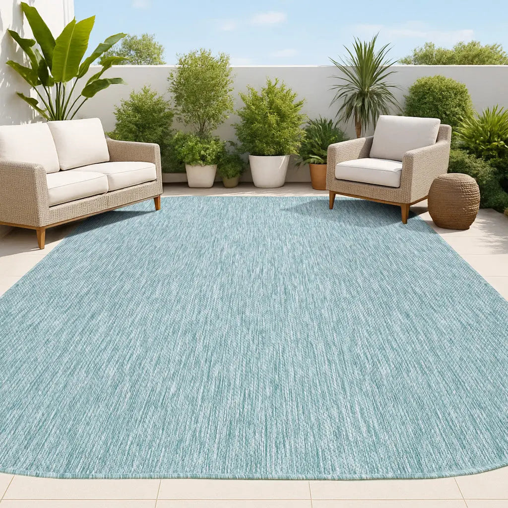 8' X 10' Turquoise Indoor Outdoor Area Rug Homeroots Outdoor