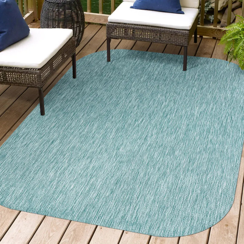 8' X 10' Turquoise Indoor Outdoor Area Rug Homeroots Outdoor