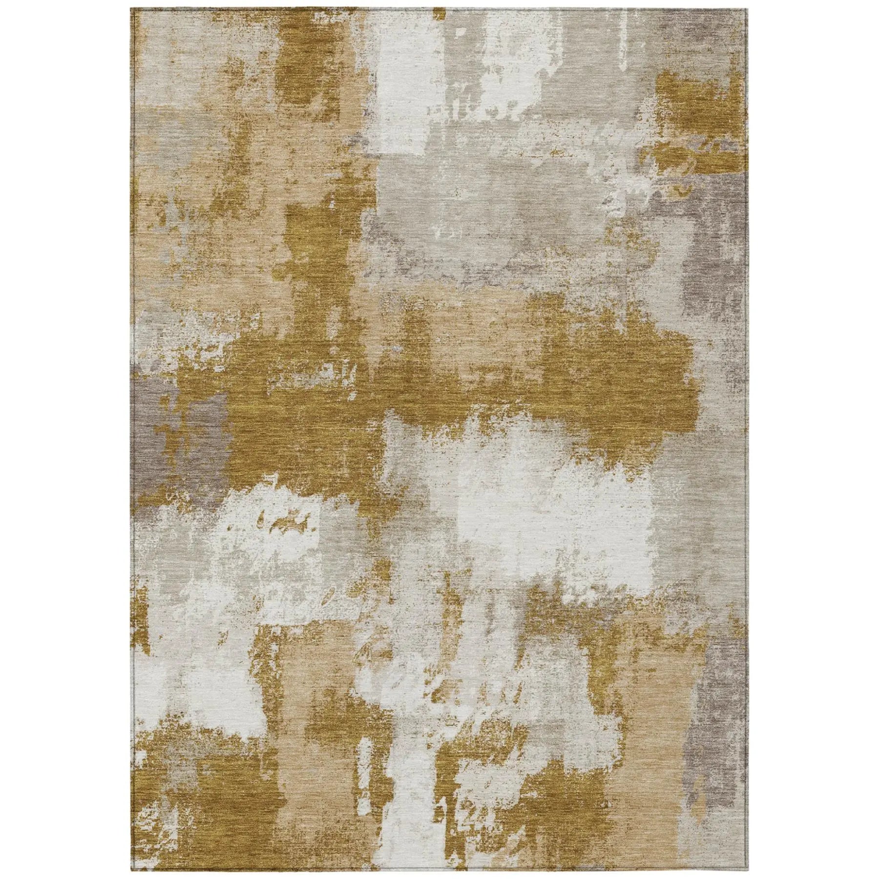 8' X 10' Walnut And Gold Abstract Washable Indoor Outdoor Area Rug Homeroots Outdoor