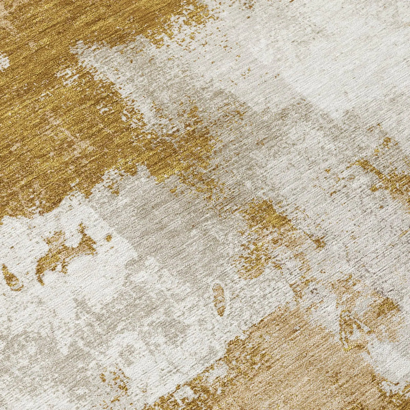 8' X 10' Walnut And Gold Abstract Washable Indoor Outdoor Area Rug Homeroots Outdoor