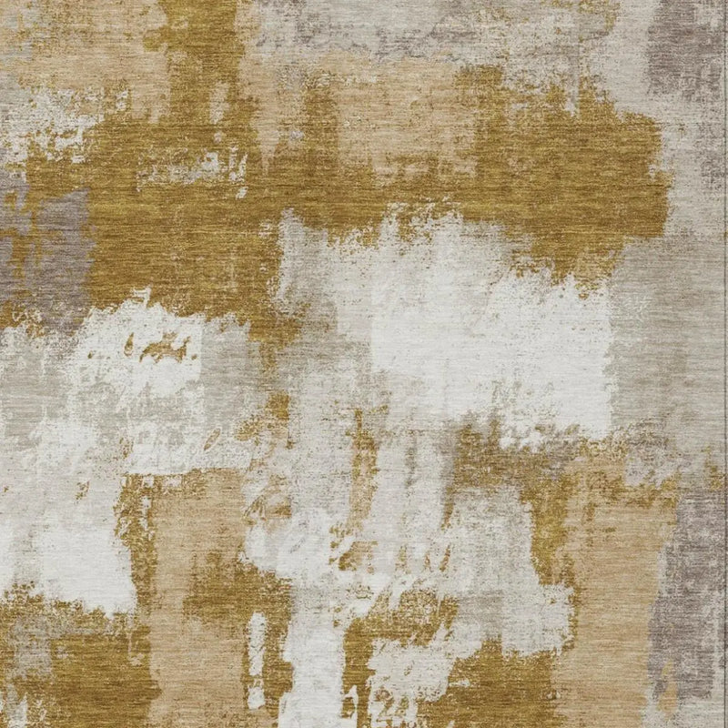 8' X 10' Walnut And Gold Abstract Washable Indoor Outdoor Area Rug Homeroots Outdoor