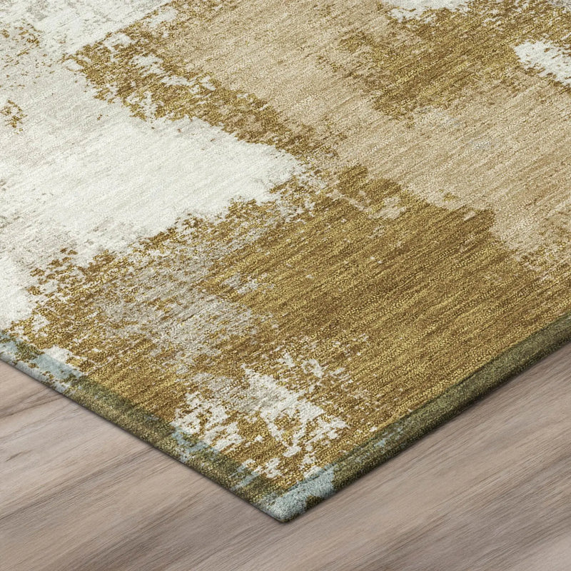 8' X 10' Walnut And Gold Abstract Washable Indoor Outdoor Area Rug Homeroots Outdoor