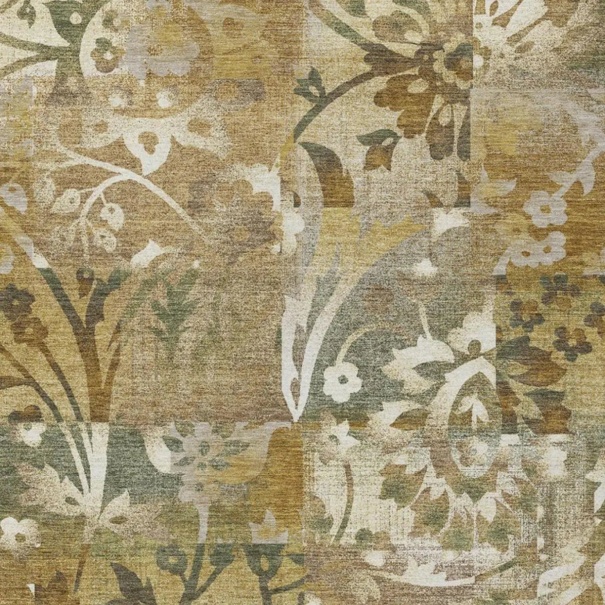 8' X 10' Walnut And Gold Botanical Leaves Washable Indoor Outdoor Area Rug Homeroots Outdoor