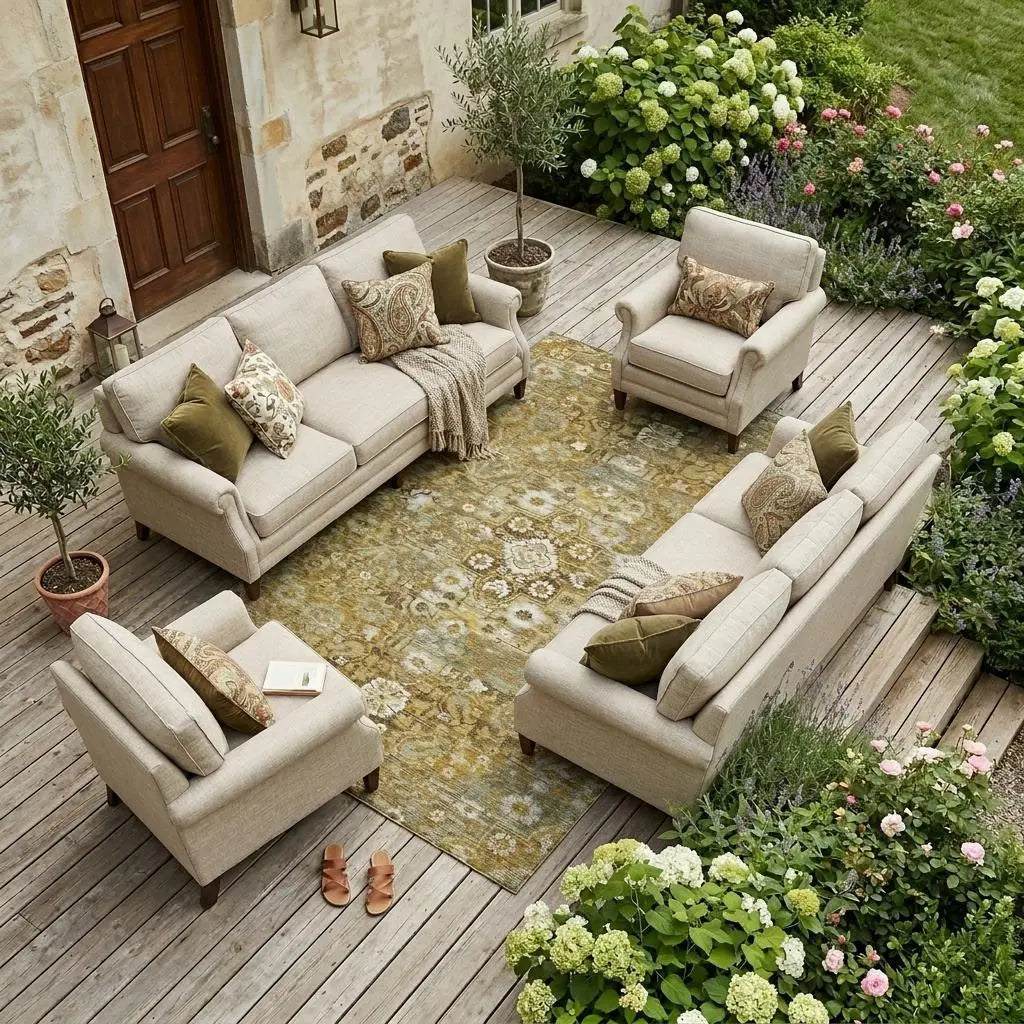 8' X 10' Walnut And Gold Floral Medallion Washable Indoor Outdoor Area Rug Homeroots Outdoor