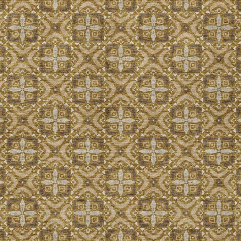 8' X 10' Walnut And Gold Geometric Washable Indoor Outdoor Area Rug Homeroots Outdoor