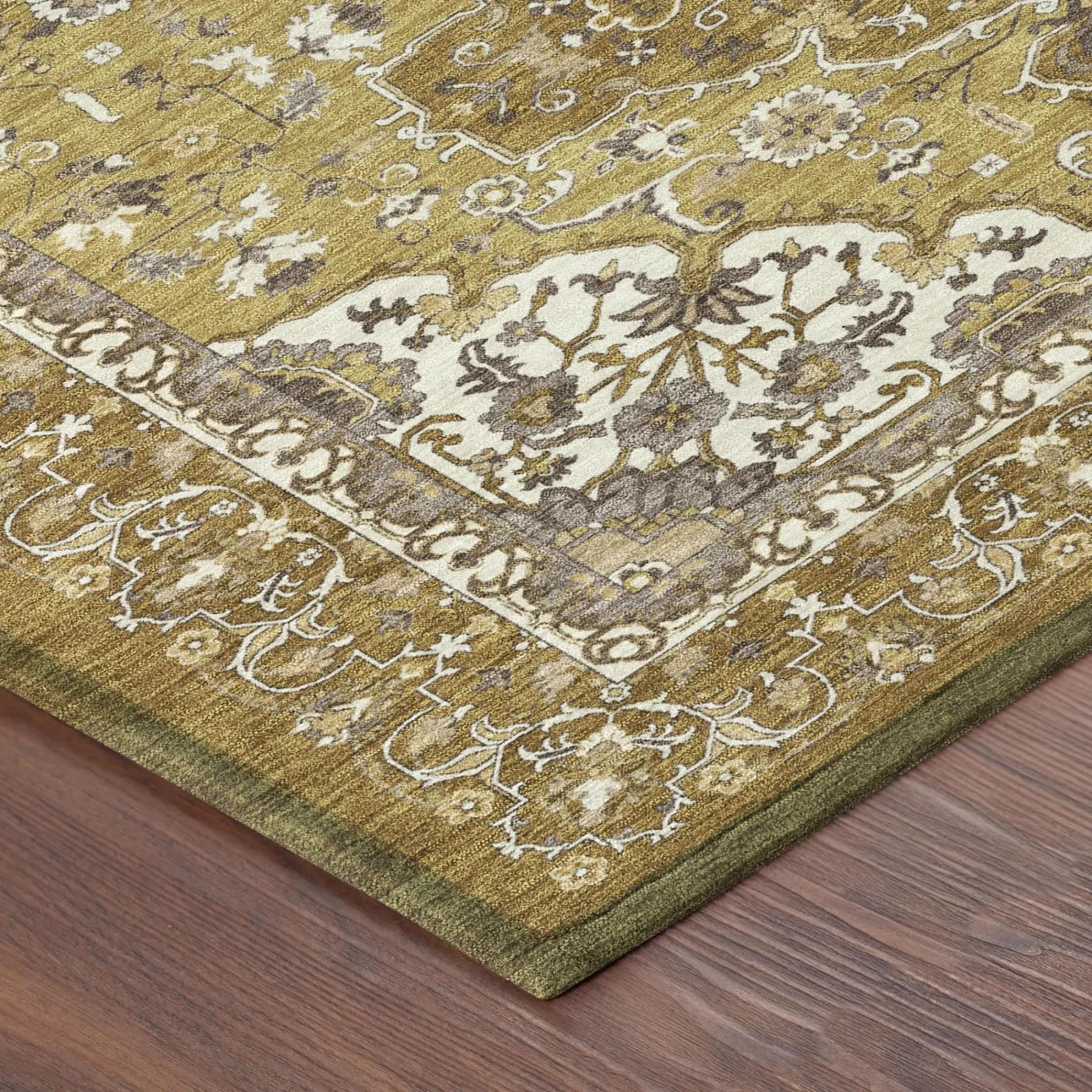 8' X 10' Walnut And Gold Oriental Washable Indoor Outdoor Area Rug Homeroots Outdoor