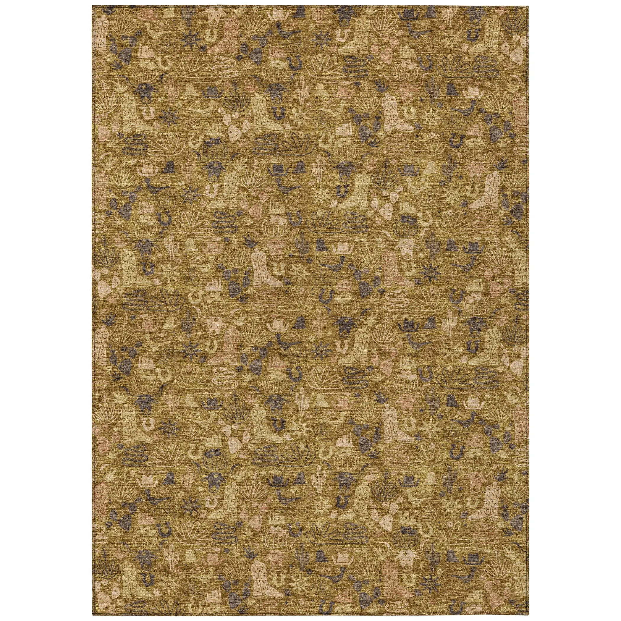 8' X 10' Walnut And Gold Stars Washable Indoor Outdoor Area Rug Homeroots Outdoor