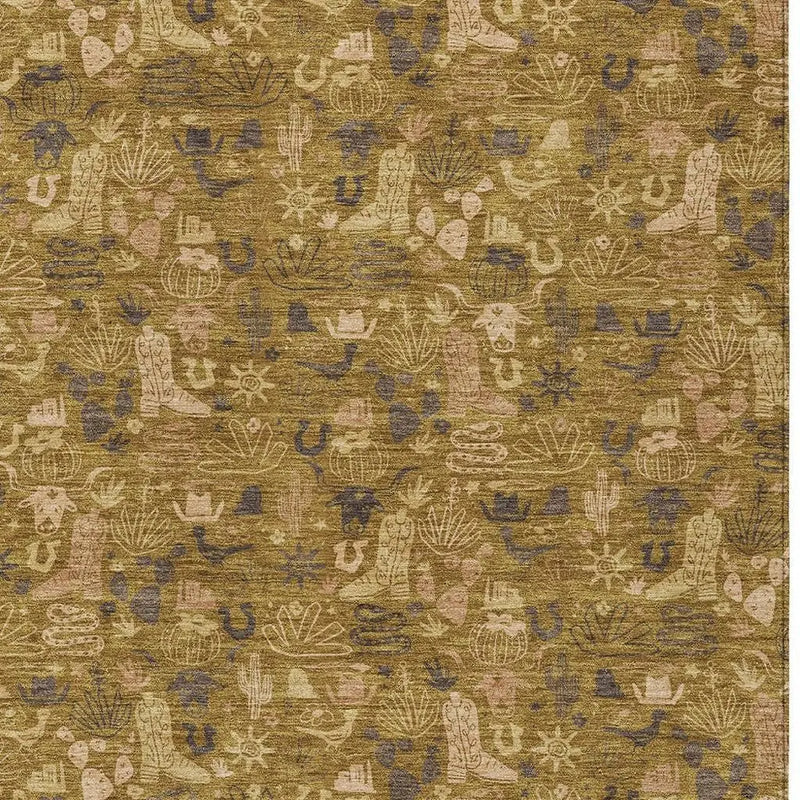 8' X 10' Walnut And Gold Stars Washable Indoor Outdoor Area Rug Homeroots Outdoor