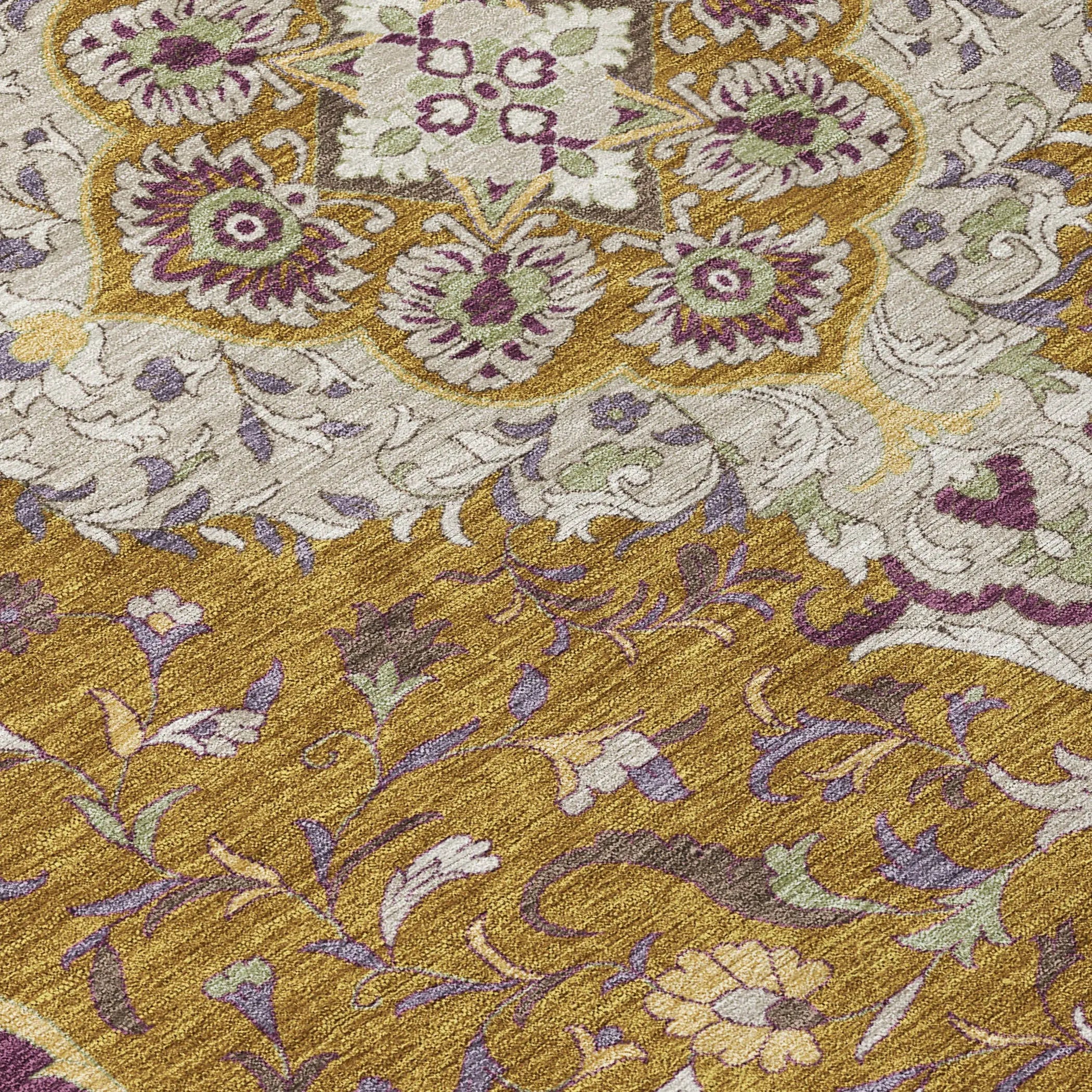 8' X 10' Walnut And Orange Medallion Washable Indoor Outdoor Area Rug Homeroots Outdoor
