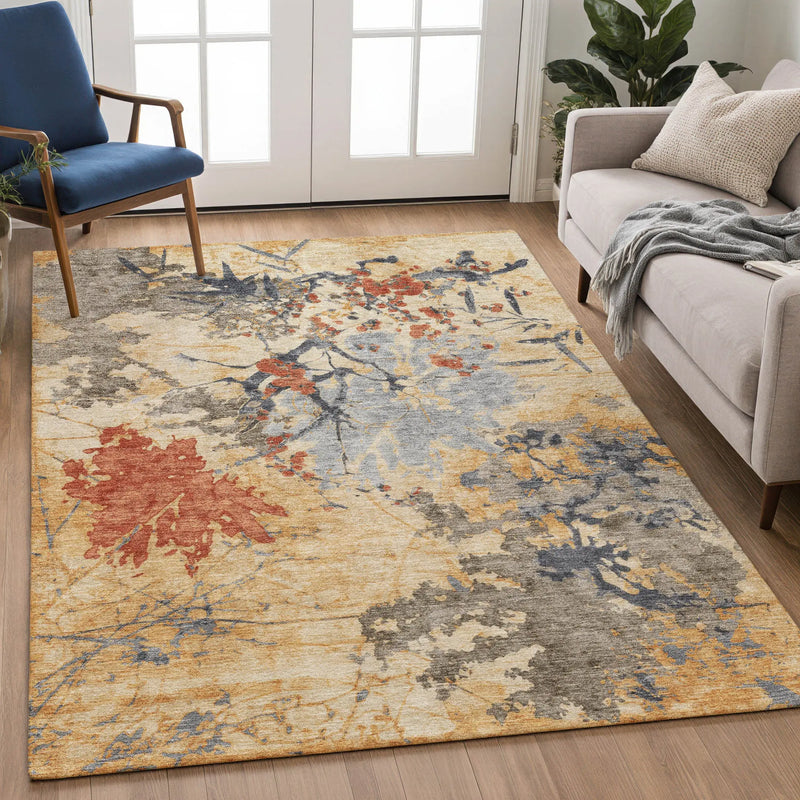 8' X 10' Wheat And Beige Abstract Washable Indoor Outdoor Area Rug Homeroots Outdoor