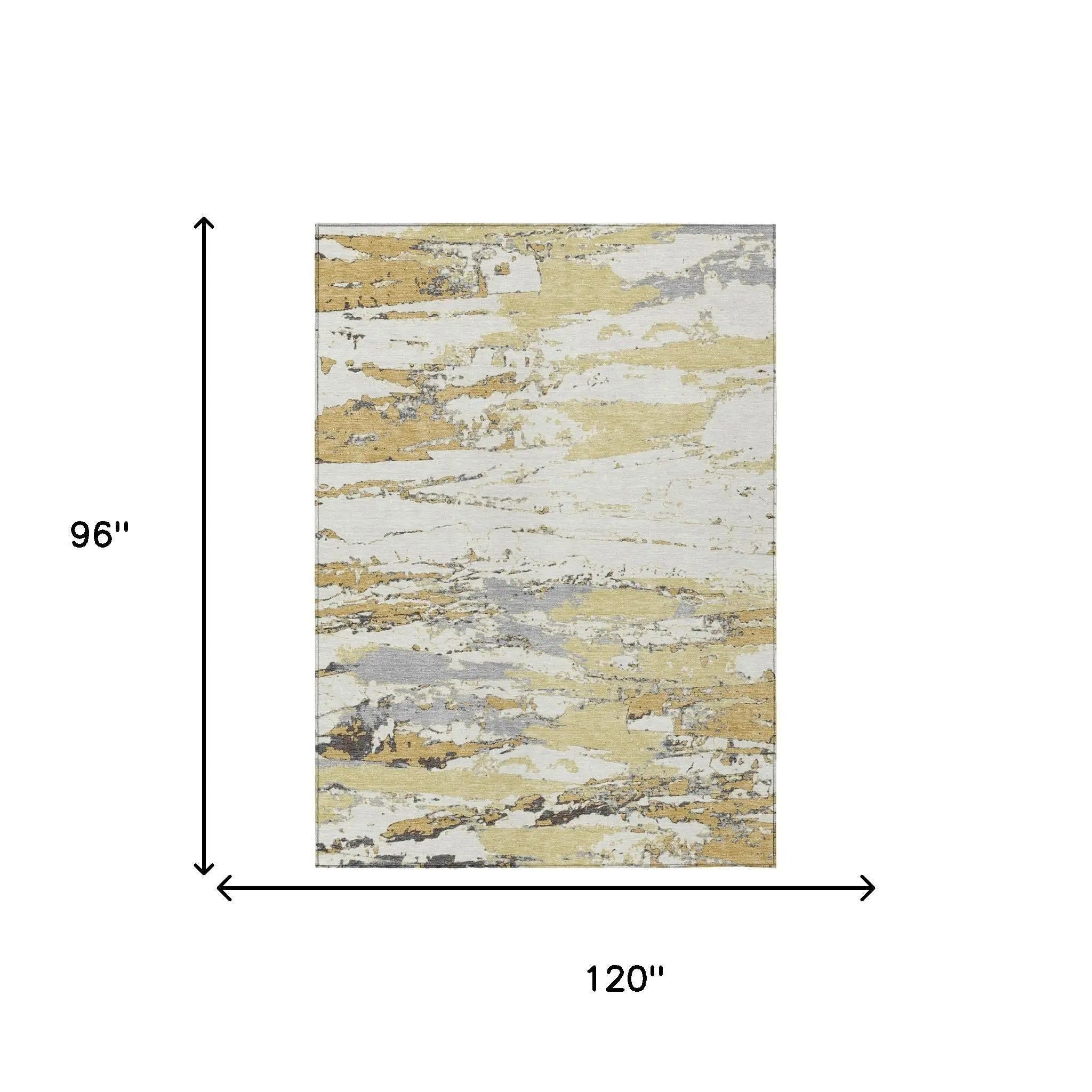 8' X 10' Wheat And Gold Abstract Washable Indoor Outdoor Area Rug Homeroots Outdoor