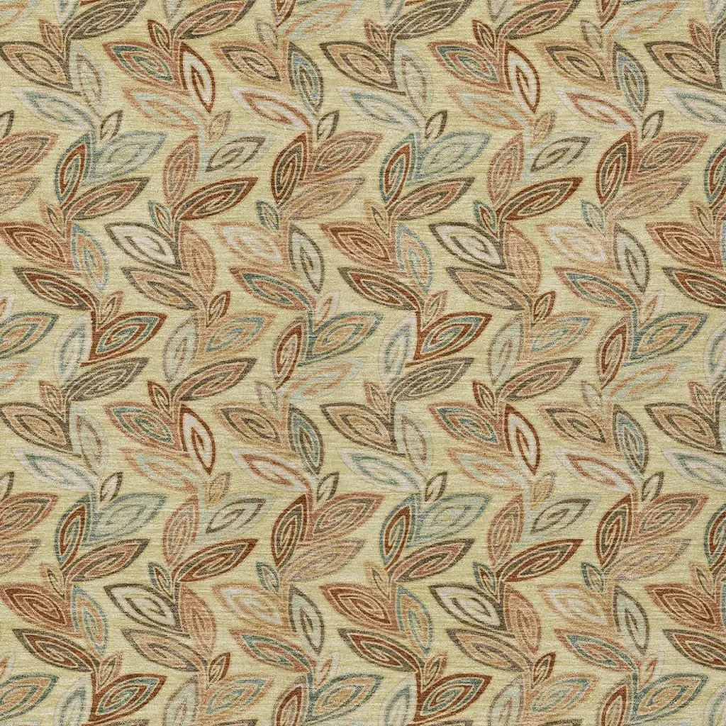 8' X 10' Wheat And Gold Botanical Leaves Washable Indoor Outdoor Area Rug Homeroots Outdoor