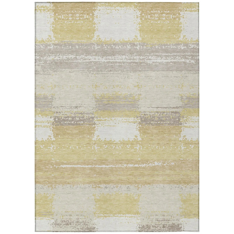 8' X 10' Wheat And Gold Geometric Washable Indoor Outdoor Area Rug Homeroots Outdoor