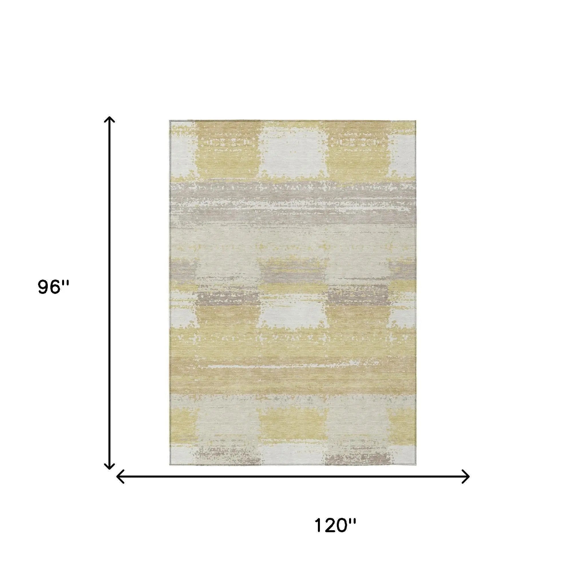 8' X 10' Wheat And Gold Geometric Washable Indoor Outdoor Area Rug Homeroots Outdoor