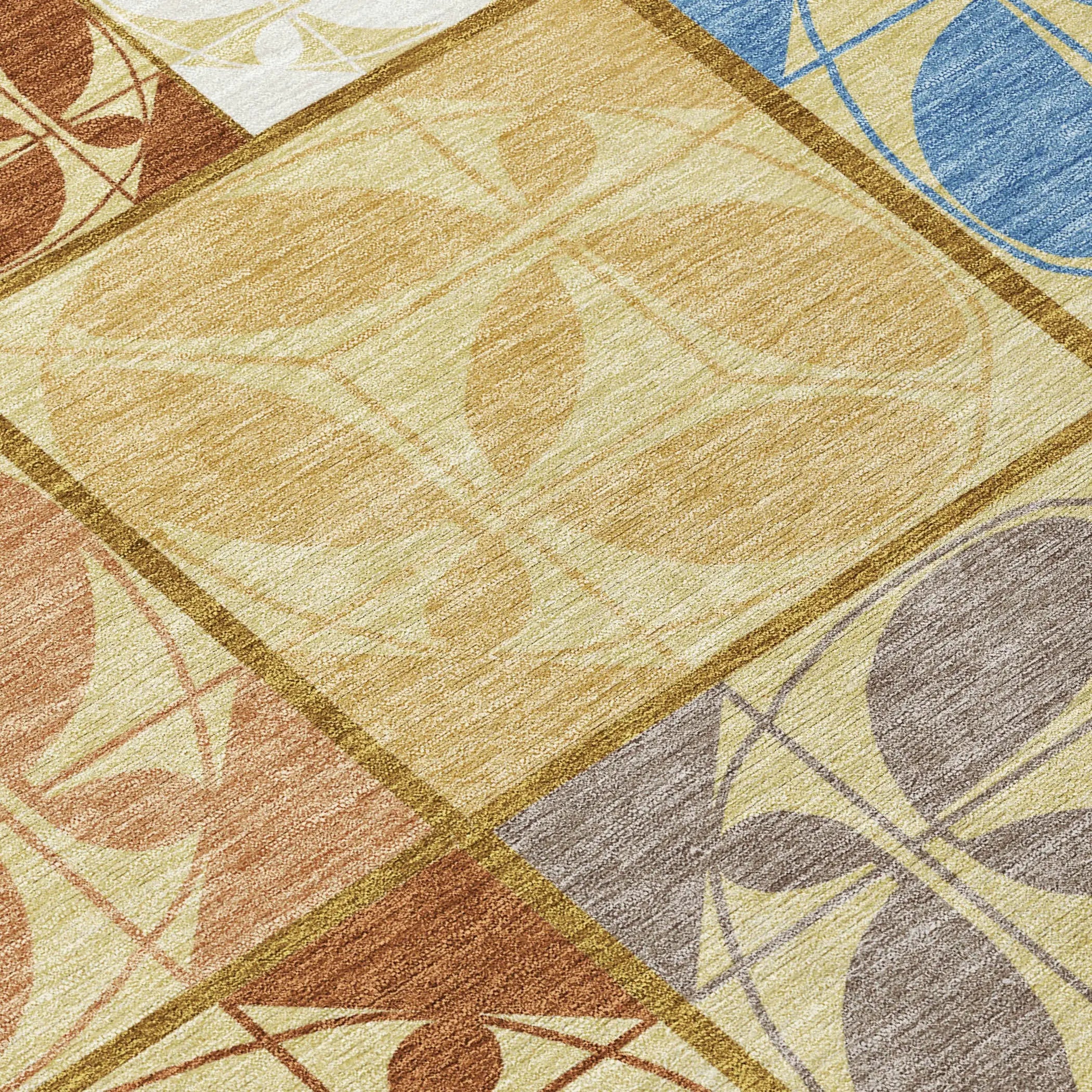 8' X 10' Wheat And Gold Geometric Washable Indoor Outdoor Area Rug Homeroots Outdoor