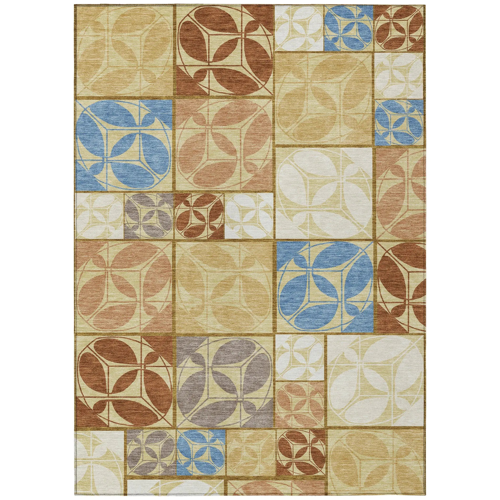 8' X 10' Wheat And Gold Geometric Washable Indoor Outdoor Area Rug Homeroots Outdoor