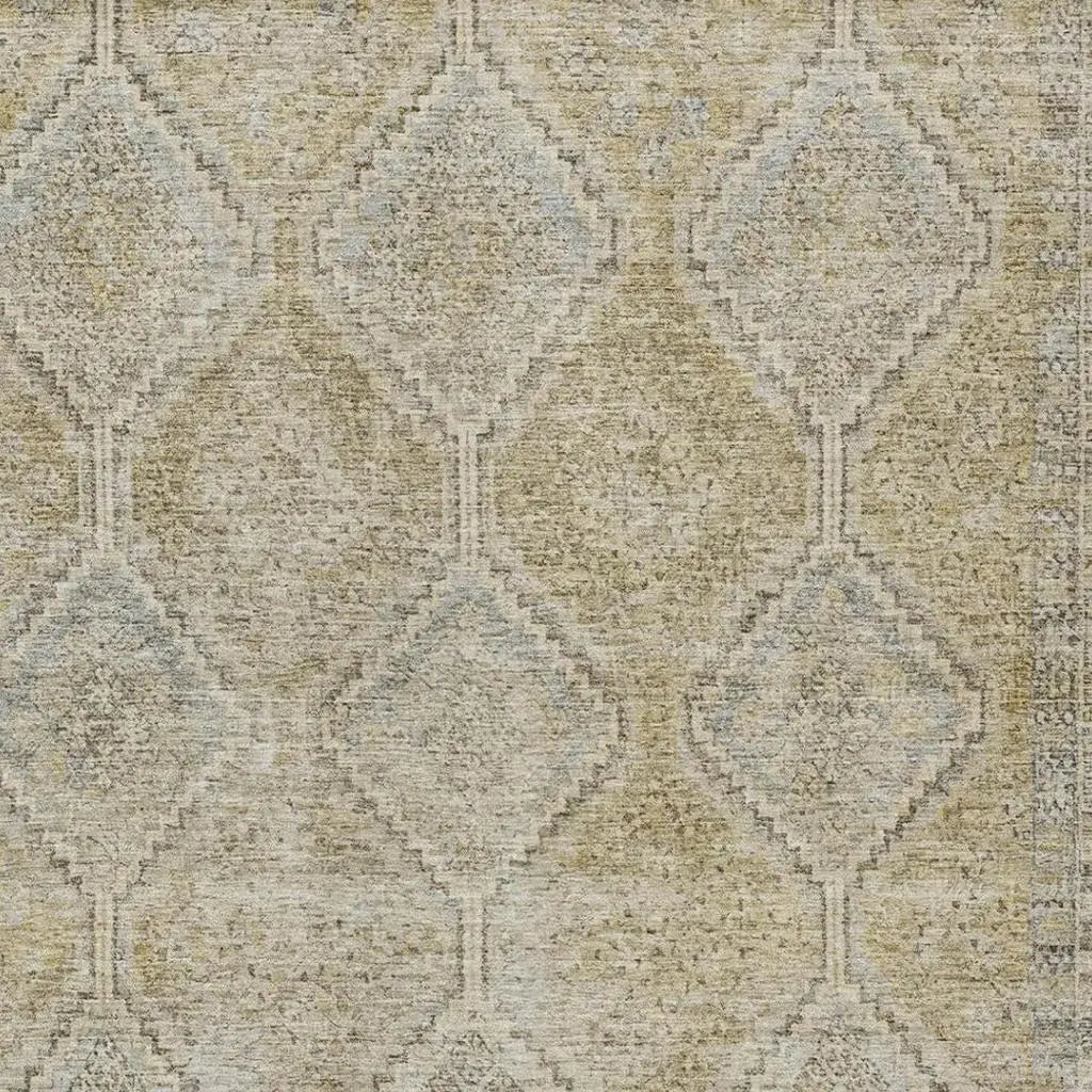 8' X 10' Wheat And Gold Geometric Washable Indoor Outdoor Area Rug Homeroots Outdoor