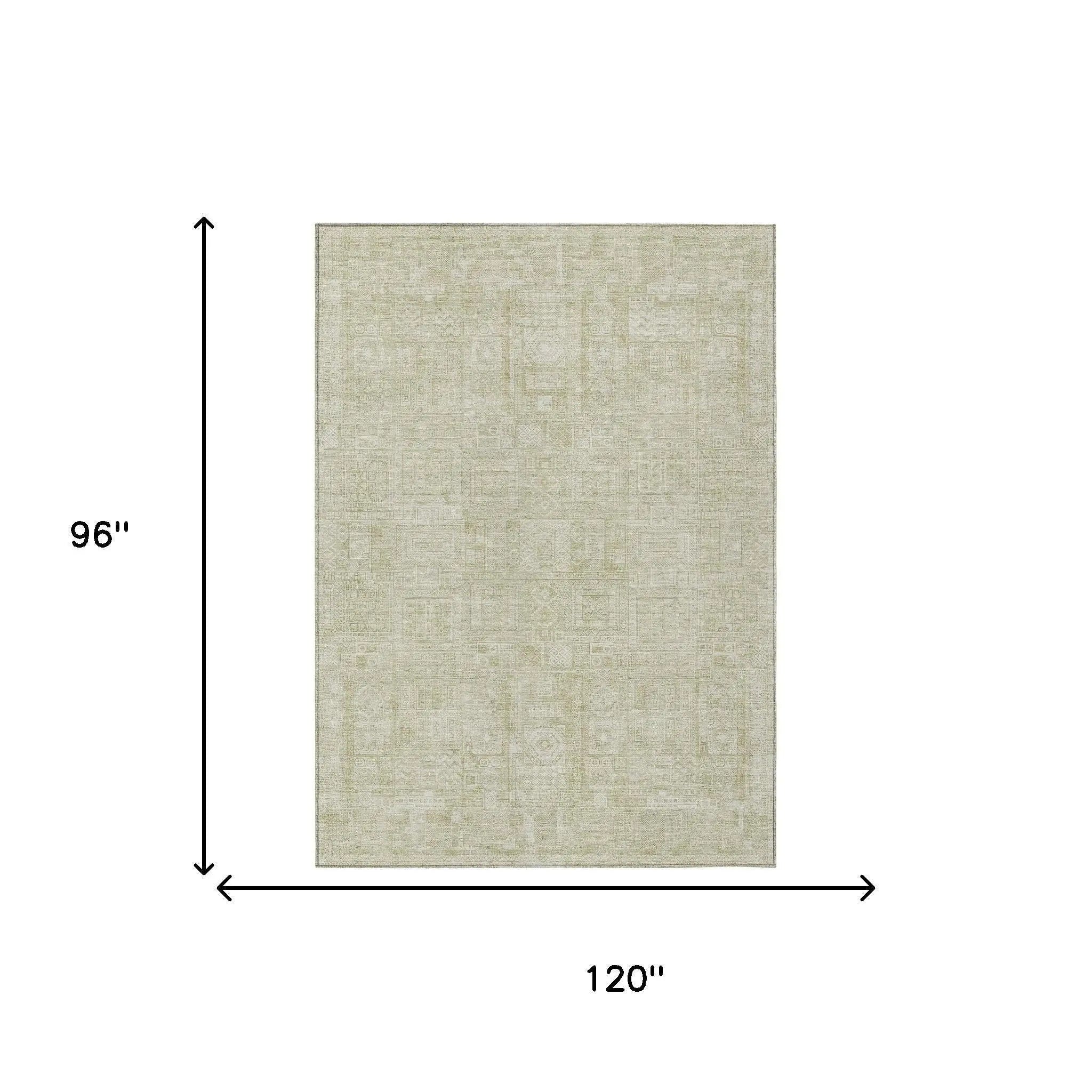8' X 10' Wheat And Gold Oriental Washable Indoor Outdoor Area Rug Homeroots Outdoor