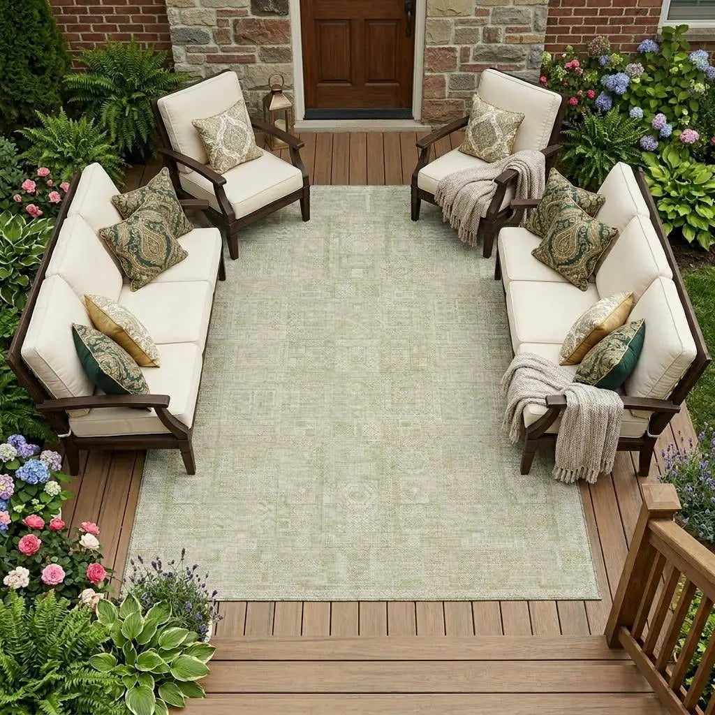 8' X 10' Wheat And Gold Oriental Washable Indoor Outdoor Area Rug Homeroots Outdoor