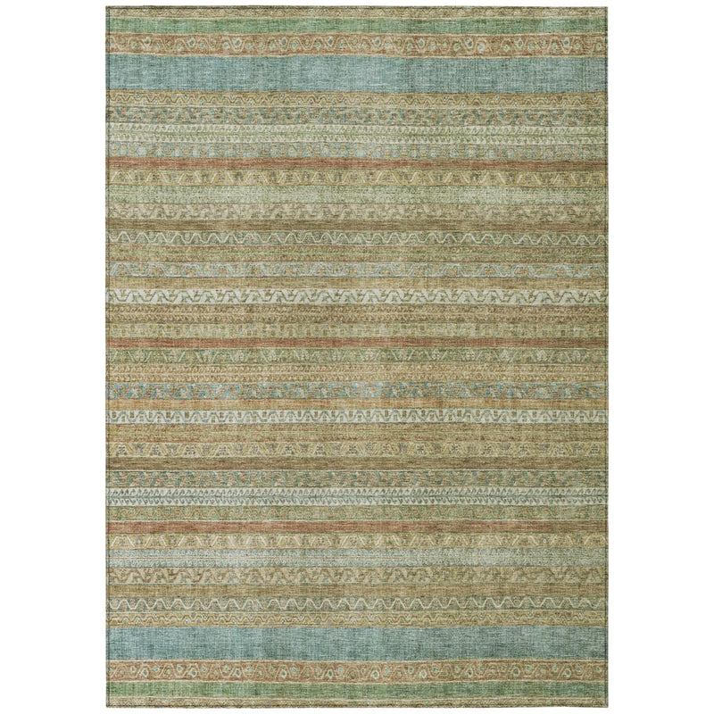 8' X 10' Wheat And Gold Striped Washable Indoor Outdoor Area Rug Homeroots Outdoor
