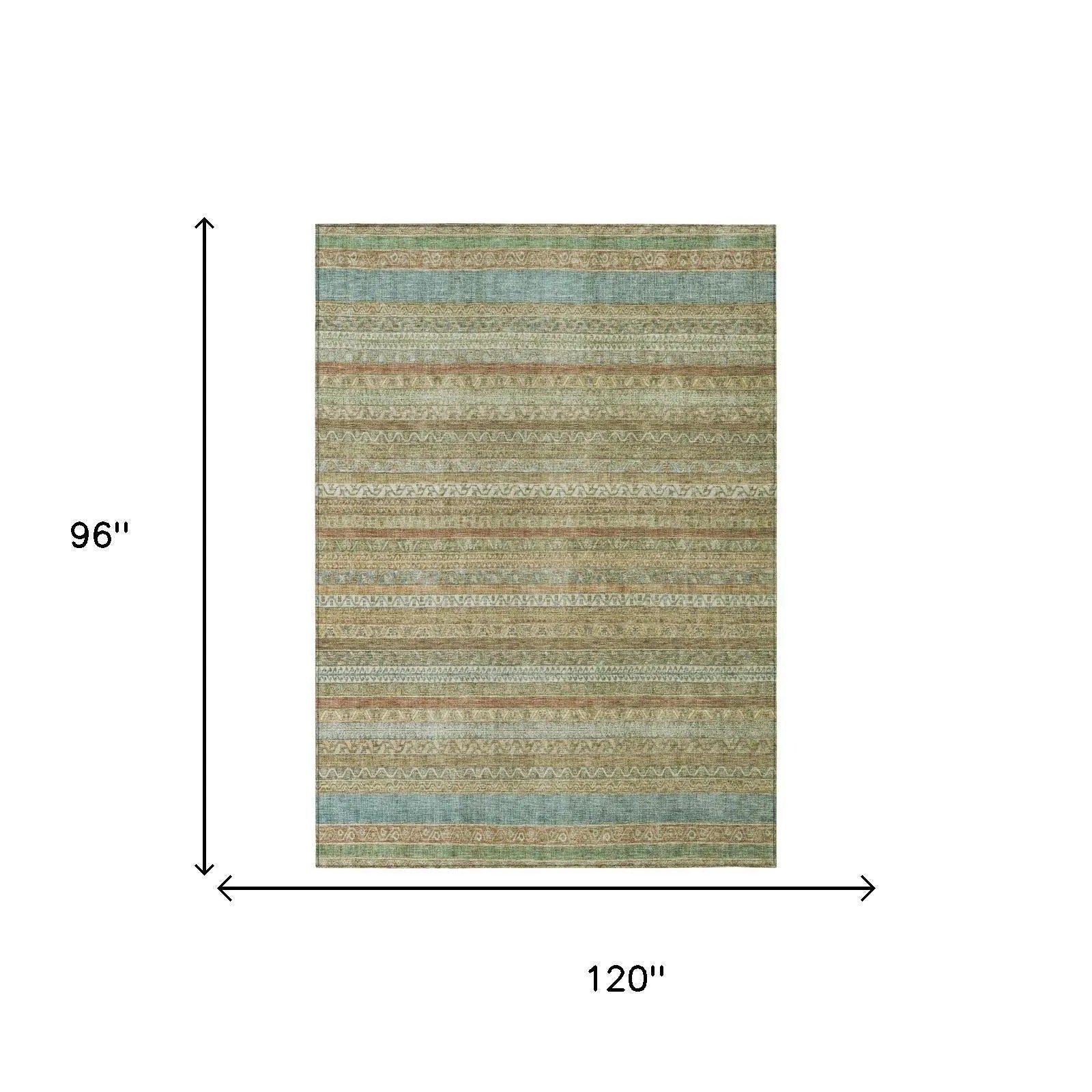 8' X 10' Wheat And Gold Striped Washable Indoor Outdoor Area Rug Homeroots Outdoor