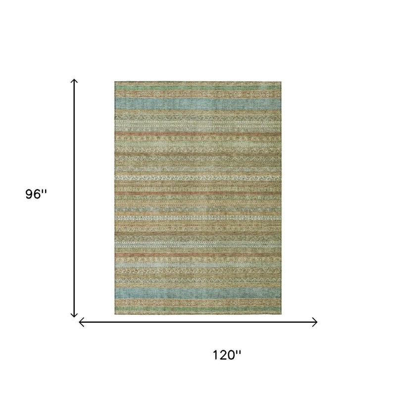 8' X 10' Wheat And Gold Striped Washable Indoor Outdoor Area Rug Homeroots Outdoor